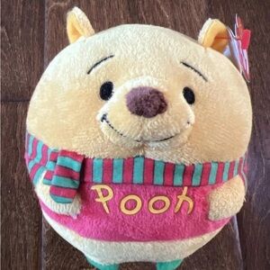 Ty Beanie Ballz Winnie The Pooh Holiday 5” NWT Plush Stuffed Animal Toy